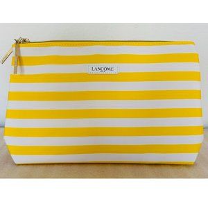 🏖 NEW 🏖 Lancome Yellow White Striped Spacious Cosmetic Bag, Great for Travel